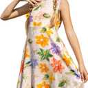 RONGTAI Girls Sleeveless Dress Round Neck 5D Floral Printed Sundress for Casual Party Beach Little Girl 2-12 Years (4-5T)