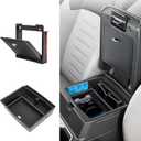 2PCS Center Console Organizer Tray Compatible with 2024 2025 Toyota Tacoma Armrest Hidden Storage Box ABS Plastic Interior Accessories
