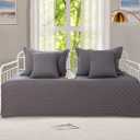 5-Piece Daybed Cover Set Gray,Twin Cozy Daybed Bedding Sets for All Season Double Sided-Quilting Daybed Comforter Bedspread, Geometric Print Day Bed Cover Twin Bed with 4 Pillow Shams,39"x75"