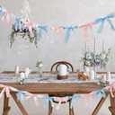 Gender Reveal Bow Knot Garland |6ft Gender Reveal Party Decor with 3ft Extend Ribbon Pre-Assembled Satin Ribbon Banners with Baby Pink/Blue Bows Baby Shower No DIY Needed (Pink & Blue, 6ft)