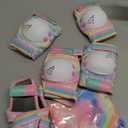 Knee Pads for Kids ZOOBLISS Toddler Knee and Elbow Pads Set Wrist Guards for Skating Girls Aged 312, Kids Protective Gear for Roller Skates Skateboard Bike Scooter, Included Drawstring Bag (Rainbow, Small)