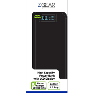 ZGEAR 20,000 mAh High Capacity Power Bank With LCD Display