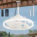 Outdoor Ceiling Fan with Light for Patios, 20" Waterproof Gazebo Fan with Remote&App Control Plug in Caged Ceiling Fan with Hanging Hook, 3CCT Dimmable 6 Speeds DC Motor for Porch Pergola (White)