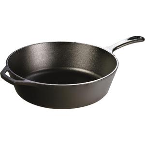 Lodge 5 Quart Pre-Seasoned Cast Iron Deep Skillet - Signature Teardrop Handle & Assist Handle - Use in the Oven, on the Stove or Grill, or Over a Campfire - Black