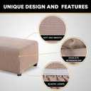 Stretch Ottoman Cover Ottoman Slipcovers Rectangle for Living Room Foot Stool Stretch Covers to Fit Ottoman Foot Rest, Thick Checked Jacquard Fabric with Elastic Bottom (Standard Size, Sand)
