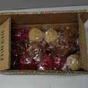 Aneco 18 Pcs Velvet Christmas Ornaments Bulk, 3 Sizes Flocked Christmas Tree Ball, Plastic Xmas Decorative Hanging Ornaments with 18 Ribbons for Xmas Holiday Wreath Tree Decor (Red, Beige, Brown)