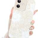 Fiyart Designed for iPhone 16 Plus Case Cute Flower Floral Sunflowers Design,Soft Slim TPU Anti-Scratch Phone Cover for Women Girls 6.7"-White