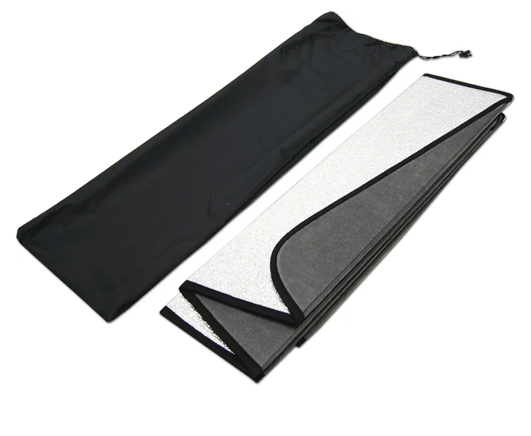 Front Car Windshield Sun Shade Compatible with 2015-2020 Ford Mustang | Custom Fit Visor Accordion Fold Style Sun Protector | Silver & Grey 1-pc Set | SS-111