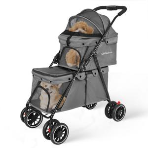 Double Pet Stroller for Dogs and Cats,Cat Strollers for 2 Cats,Black
Double Dog Stroller for 2 Small Medium Dogs,4 Lockable Wheels /Lightweight/Folding