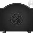 1More Firebacks for Fireplace - Iron Fire Place Back Plates with Feet, 20in Fireplace Heat Reflect, Fireplace Wall Protection.Fireback Decorative Wheel Design