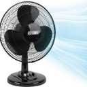 EZ-CHILL 16" 3-Speed Oscillating Table Fan for Home - Black