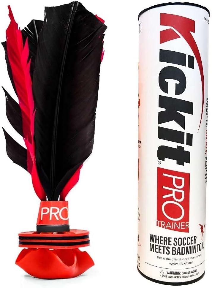 Kickit | The Original Birdie Soccer PRO Trainer | Play Outdoors, Indoors or Backyard, Beach or Tailgate, All Ages Fun & Travel Friendly (Black & Red)