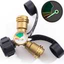 Propane Tank Splitter with Gauge 2 Way, Y Splitter Adapter with Shut Off Valve, Propane Hose Splitter Tee Connector Adapter Universal for BBQ Gas Grill, Griddle, Camp Stove, Gas Pizza Oven