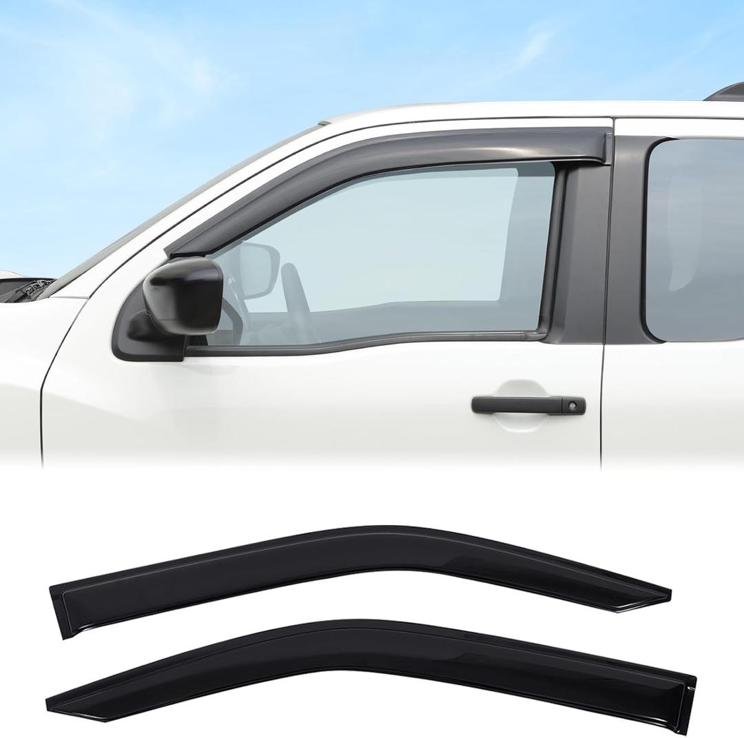 Side Window Rain Guards Visor Deflectors Compatible with 2-Door Nissan Frontier 2022-2025 Front Door Outside Mount Channel Window Rain Guard Visor Weather Shield Deflector Vent Trim Cover Accessories