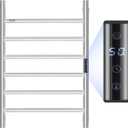 VEVOR 6 Bars Towel Warmer Rack, Wall Mounted Heated Towel Rack for Bathroom, IPX5 Waterpoof Towel Heater Rack with Timer & LED Display Screen, 5 Levels Adjustable Temperature Towel Heater, Silver
