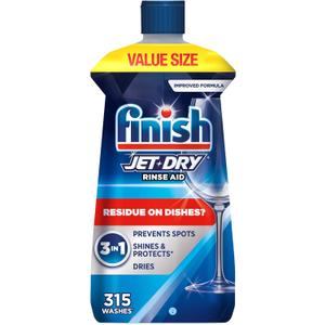 Finish Jet-Dry Dishwasher Rinse Aid, Compatible with Dishwasher Detergent, Prevents Spots & Residues, Dries, Shine & Protects, 32 oz, 315 washes