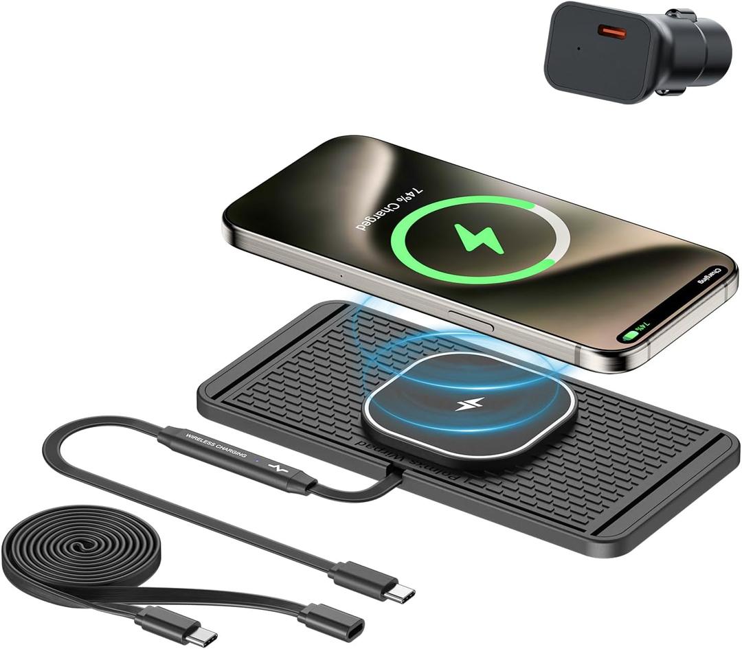 POLMXS 25W Magnetic Wireless Charger Car Charging Pad Fast Wireless Phone Charger Mat Compatible with iPhone 17/16(25W)/15/14/13/12(7.5W) (P21MAG)