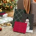 Hallmark Christmas Shirt Boxes for Presents (10 Clothes Boxes with Lids: 3 Small 11", 5 Medium 14", 2 Large 16") Red, Green and Black Plaid, Snowmen, Santa, Winter Greenery