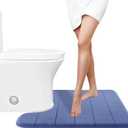 Yimobra Memory Foam Toilet Bath Mat U-Shaped, Soft and Comfortable, Super Water Absorption, Non-Slip, Thick, Machine Wash and Easier to Dry for Bathroom Commode Contour Rug, 24 X 20 Inches, Navy Blue