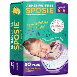 Sposie Diaper Booster Pads, Size 4-6, 30 Count - Hypoallergenic, Dermatologist and Pediatrician Tested, Fragrance, Latex, Chemical and Cruelty-Free, Made in USA