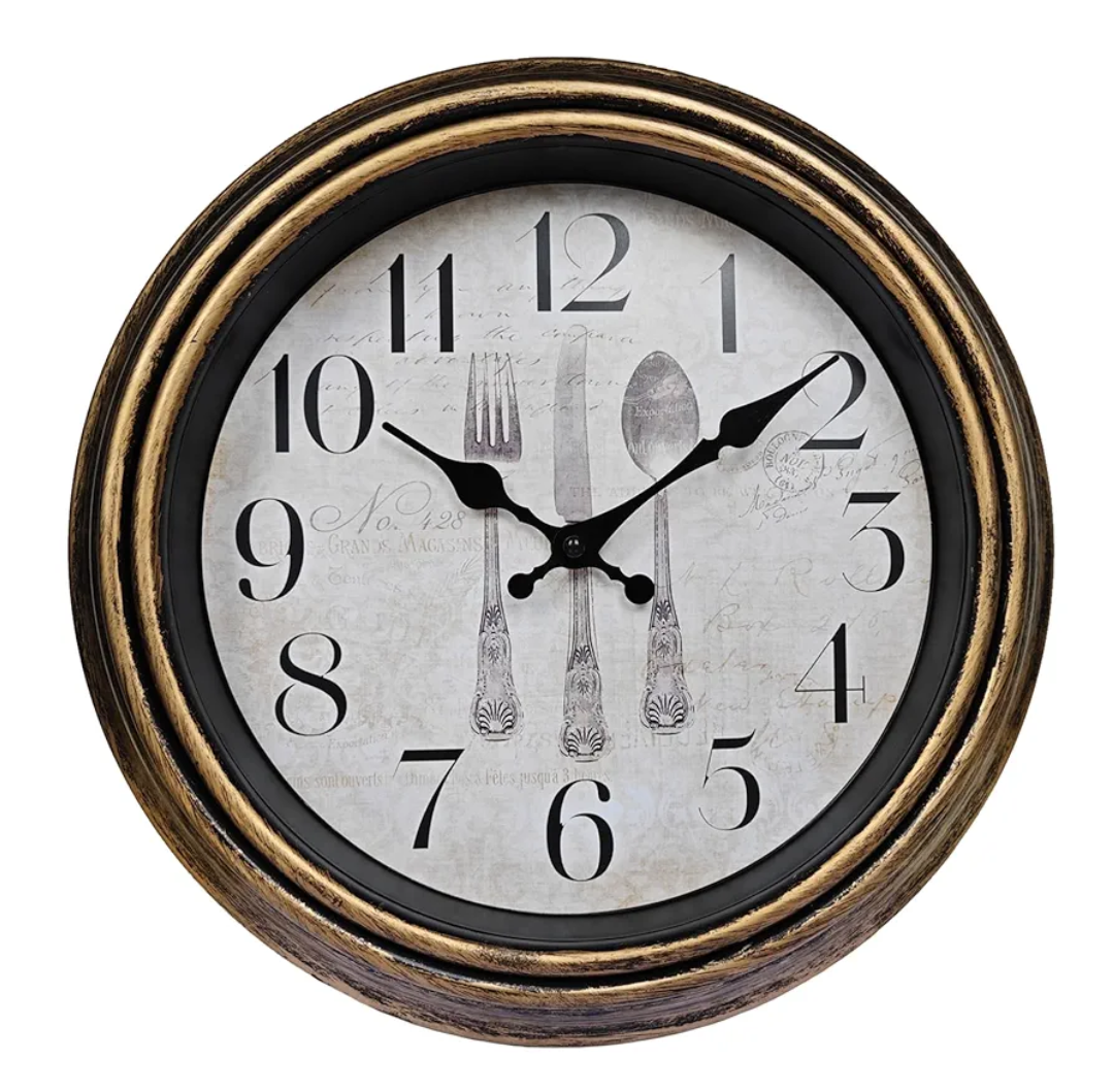 WOOPHEN Vintage Wall Clock, 16" Extra Large Silent Non Ticking Retro Wall Clocks Quality Quartz Battery Operated Round Decorative Easy to Read for Home Kitchen Living/Bedroom Office School (Bronze)