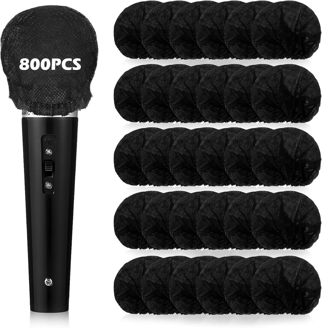 WLLHYF Microphone Cover, Disposable Mic Covers Individually Wrapped Non-Woven Microphone Windscreen Protective Cover for KTV Bar Recording Room (800)