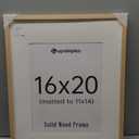 upsimples 16x20 Frames, Natural Solid Wooden Picture Frames, Display 11x14 with Mat or 16 x 20 Without, Vertical or Horizontal Wall Hanging, 1 Pack, Natural