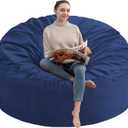 3FT Bean Bag Chair, Comfy Bean Bag Chairs with Memory Foam Filled, Fluffy Beanbag Sofa with Dutch Velvet Cover, Round BeanBag Chairs for Living Room, Playroom - Blue (3FT-36"x36"x22")