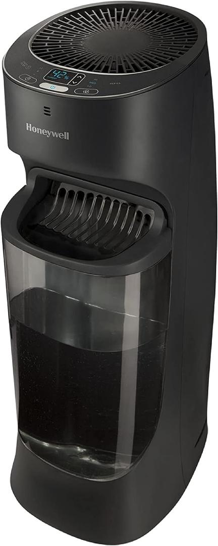Honeywell Top Fill Tower Humidifier, Digital Humidistat, Black Cool Mist Humidifiers for Bedroom, Home or Office with Space-Saving Tower Design