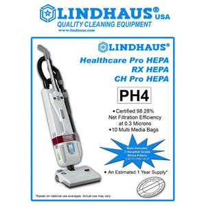 Lindhaus HealthCare Pro RX CH Hepa PH4 Vacuum Cleaner 10 Bags 2 Filters