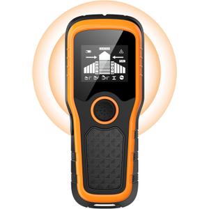 Stud Finder Wall Scanner 5-in-1 - Detector for Wood, Metal, Joists, Pipes, and AC Wires, Upgraded New version Intelligent Chip, High-Definition LCD Display Screen & Audible Alarm (Orange)