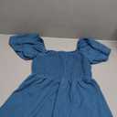 Women's Summer Peplum Tops Square Neck Ruffle Trim Short Sleeve Blouse Smocked Top Dressy Casual Shirts Blue Green M