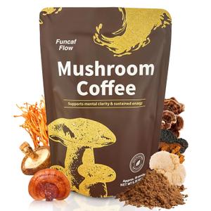 Funcafflow Instant Mushroom Coffee  Arabica Coffee with Lions Mane Mushrooms, Cordyceps, Reishi, MCT Oil & Coconut Milk  Natural Energy & Immune Support  Nootropic Wellness Blend  30 Servings (EXP 06/01/27)