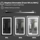 Amorho 24"x 32" LED Bathroom Mirror with Black Frame, Front Light and Backlit, Stepless Dimmable, Anti-Fog, Shatter-Proof, Memory, 3 Colors, Double LED Vanity Mirror