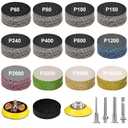 187 Pieces 2 Inch Sanding Disc, GOH DODD Wet Dry Sandpaper with Interface Pad and Backer Plate 1/4" Shank, 60-10000 Grits Grinding Abrasive Sand Paper for Auto Metal Glass Resin Wood Sanding