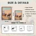 Vintage Western Cowboy Canvas Wall Art,Wild desert Horse Riding Wall Decor,Retro wilderness ranch Landscapes Posters Prints,Gift for Men & Women,Living Room Farmhouse Bedroom Home Decor 16x24in Framed