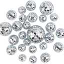 Framendino, 45  Pack Disco Balls Cake Decor Mini Mirror Ball Topper 70s Themed Party Decoration 4 Sizes