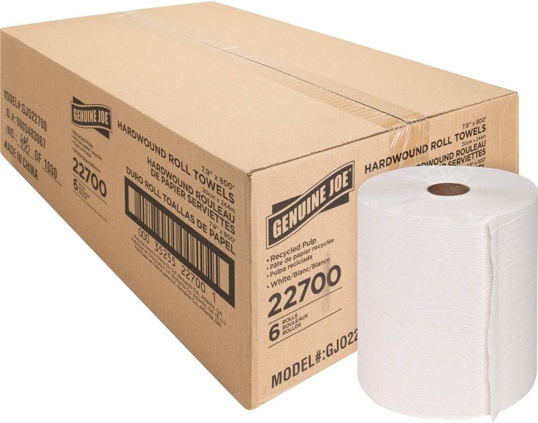Genuine Joe GJO22700 Hard Wound Roll Towel, 800' Length x 7-8/9" Width, White (Case of 6) (4)