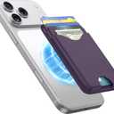Magnetic Wallet Purple Vegan Leather Upgraded for MagSafe Wallet, 5 Card-Holder, for iPhone, with Adjustable Stand, for iPhone 16/15/14/13/12 Series, Not for Mini, Ultra-Slim