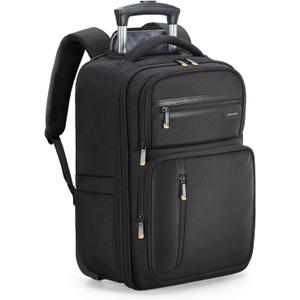 Ponhog Rolling Backpack with Wheels, Airline Approved Travel Backpack for Men Women, Carry On Laptop Bag Fits 15.6 Inch Laptop, Black