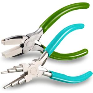 2 Pieces Jewelry Making Tool Bail Making Pliers 6 in 1 Jewelry Pliers Wire Bending Pliers for Beading Looping Shaping Wire DIY Crafts (Green)
