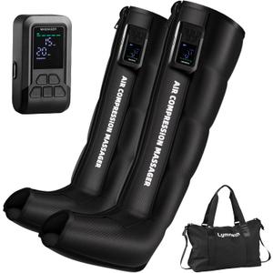 Professional Air Compression Leg Massager for Circulation and Pain Relief, Cordless Full Leg Recovery Boots with Dual Controllers, Sequential Compression Therapy Machine - Pair, M