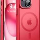 Newfuture Magnetic for iPhone 15 Case [Compatible with Magsafe] [Military Grade Drop Protection] Translucent Matte Anti-Fingerprint Shockproof Phone Case for iPhone 15 6.1 inch, Red