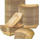 MotBach 100 Pack 2lb Kraft Paper Food Trays, Heavy-Duty Paper Food Boat Disposable Serving Basket Tray for French Fries Nachos Snack Hot Dog Taco BBQ Popcorn Party Picnic Wedding Party (Brown)