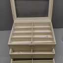 AUTOARK Leather Clear Lid 24 Piece Eyeglasses Storage and Sunglass Glasses Display Drawer Lockable Case Organizer,Beige,MKAW047