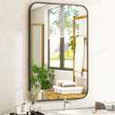 Easly 20 x 28 Inch Bathroom Mirror, Rounded Rectangular Vanity Mirror for Wall, Modern Mirror for Room Decor, Black Framed Wall-Mounted Mirrors for Home Decor, Hangs Horizontally or Vertically