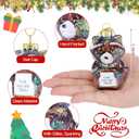 6 Pcs Raccoon Christmas Ornament Funny Raccoon Gifts Glass Blown Christmas Tree Hanging Ornament, Handmade Sparkling Glass Xmas Decorations for Women, Birthday Party