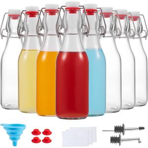 8 Set, 8 OZ Swing Top Glass Bottles - Vanilla Extract Bottles Flip Top Beer Brewing Bottles with Stopper for Syrup Bottle,Kombucha,Mead Kefir,Extract,Juice,Tea,Wine - Airtight Cap Lids