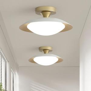 2 Pack Dimmable Mid Century Modern Flush Mount Ceiling Light, White and Gold LED Ceiling Light, 11.8in Kitchen Lighting Fxitures Ceiling with Acrylic Shade for Hallway Bedroom Entryway Laundry Room - Amazon.com