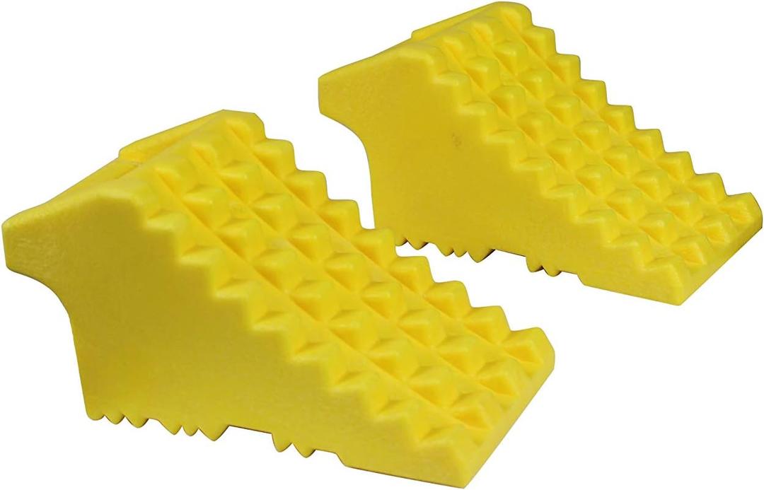 MAXXHAUL 50503 High Visibility Heavy Duty Poly Foam Wheel Chock 8" x 4" x 4" - Pair (YELLOW)